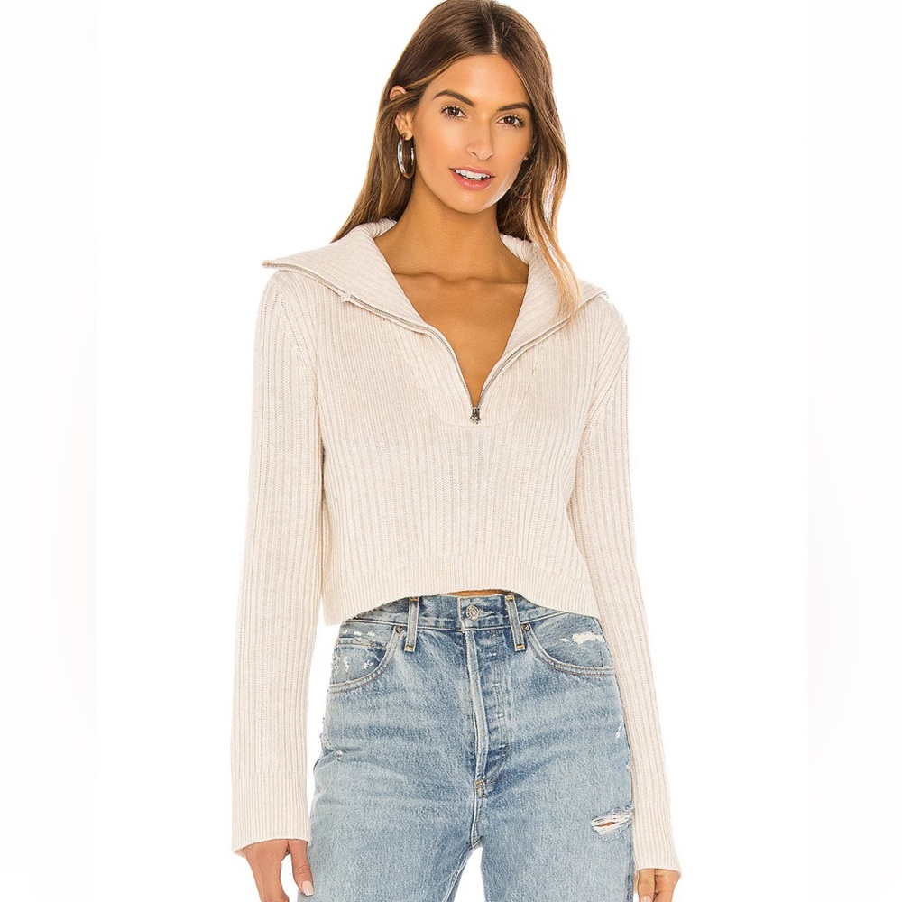 Tularosa Lovelle Zip Up Sweater in Cream . Size Xs